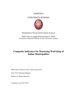 Composite Indicators for Measuring Well-Being of Italian Municipalities