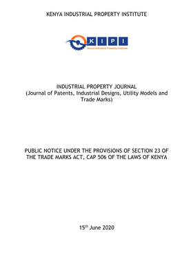 Journal of Patents, Industrial Designs, Utility Models and Trade Marks)