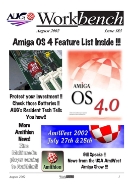 Workbench August 2002 Issue 183 Amiga OS 4 Feature List Inside !!!