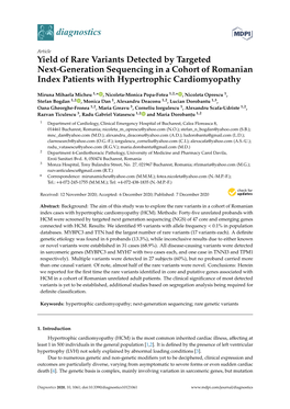 Yield of Rare Variants Detected by Targeted Next-Generation Sequencing in a Cohort of Romanian Index Patients with Hypertrophic Cardiomyopathy