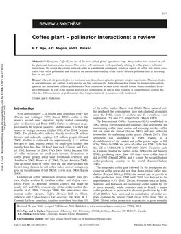 Coffee Plant – Pollinator Interactions: a Review