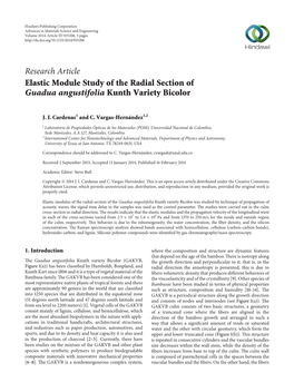 Elastic Module Study of the Radial Section of Guadua Angustifolia Kunth Variety Bicolor