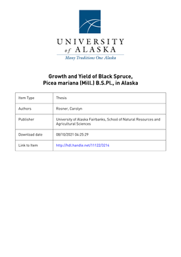 Site Index (Height-Age) Curves and Height-Diameter Functions for Predicting Height and Volume for Alaska Black Spruce