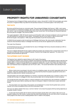 Property Rights for Unmarried Cohabitants