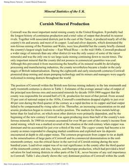 Mining History Network .. Cornish Mineral Production