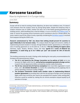 Kerosene Taxation How to Implement It in Europe Today