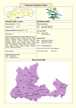 Základné Údaje O Území: Identifikácia MAS: Mapa Územia MAS Partnerstvo Krtíšskeho Poiplia
