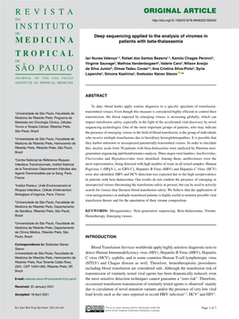 Deep Sequencing Applied to the Analysis of Viromes in Patients with Beta-Thalassemia