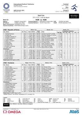 REVISED Start List KOR Vs