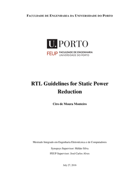 RTL Guidelines for Static Power Reduction