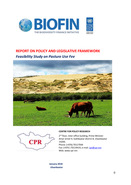 REPORT on POLICY and LEGISLATIVE FRAMEWORK Feasibility Study on Pasture Use Fee