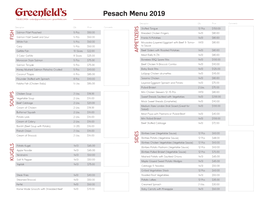 Pesach Menu 2019