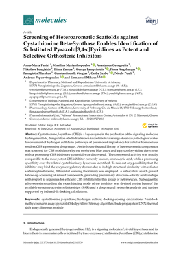 Screening of Heteroaromatic Scaffolds Against Cystathionine Beta