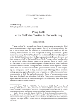 Proxy Battle of the Cold War: Taxation in Hashemite Iraq