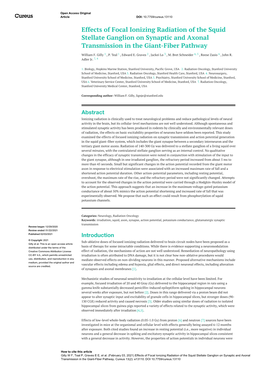 Effects of Focal Ionizing Radiation of the Squid Stellate Ganglion on Synaptic and Axonal Transmission in the Giant-Fiber Pathway