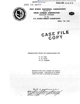 Production Study of Gadolinium-153 E, H