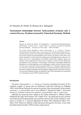 M. Pimentel, M. Perille, D. Romero & E. Sahuquillo Taxonomical