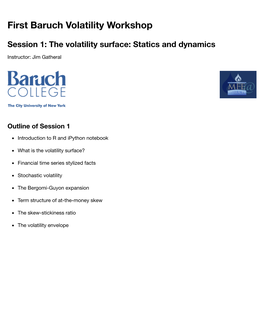 First Baruch Volatility Workshop