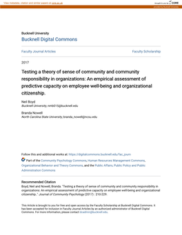 An Empirical Assessment of Predictive Capacity on Employee Well-Being and Organizational Citizenship