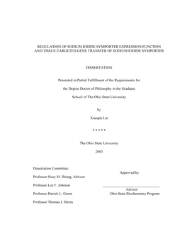 The Regulation and Application of Sodium Iodide Symporter