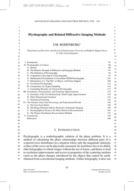 Ptychography and Related Diffractive Imaging Methods J.M. RODENBURG1