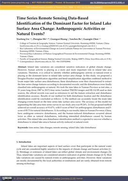 Time Series Remote Sensing Data-Based Identification of the Dominant Factor for Inland Lake Surface Area Change: Anthropogenic Activities Or Natural Events?