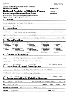 National Register Off Historic Places Inventory Nomination Form 1