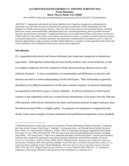 AUGMENTED-SIXTH CHORDS VS. TRITONE SUBSTITUTES Nicole
