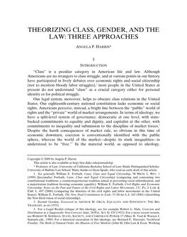 Theorizing Class, Gender, and the Law: Three Approaches