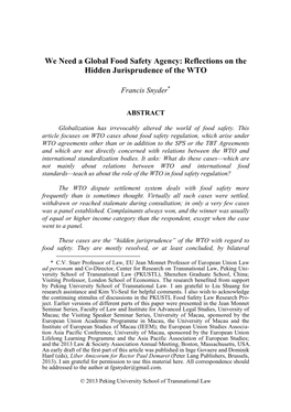 Reflections on the Hidden Jurisprudence of the WTO
