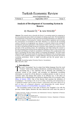 Analysis of Development of Accounting System in Kosovo By