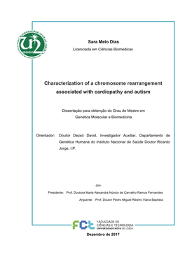 Characterization of a Chromosome Rearrangement Associated with Cardiopathy and Autism”, by Sara Melo Dias