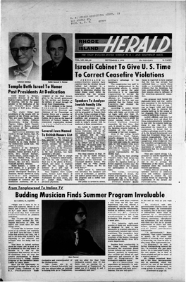 SEPTEMBER 4, 1970 15C PER COPY 16 PAGES Lsra·Eli Cabinet to Give U