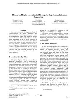 Physical and Digital Innovation in Shipping: Seeding, Standardizing, and Sequencing