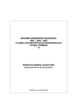 Desempeño Financiero Clubes De Fútbol 2003-2005