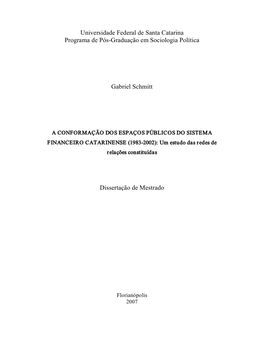 Universidade Federal De Santa Catarina Programa De Pós­Graduação Em Sociologia Política