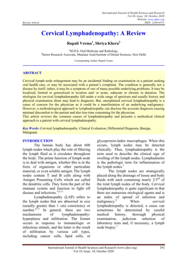 Cervical Lymphadenopathy: a Review