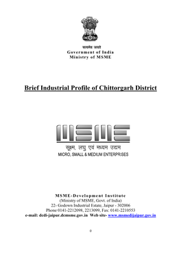 Brief Industrial Profile of Chittorgarh District
