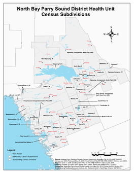 North Bay Parry Sound District Health Unit Census Subdivisions