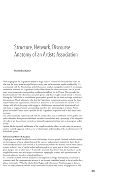 Structure, Network, Discourse Anatomy of an Artists Association