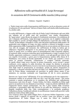Riflessione Sulla Spiritualità Di S. Luigi Scrosoppi in Occasione Del II Centenario Della Nascita (1804-2004)