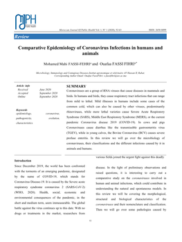 Review Comparative Epidemiology of Coronavirus Infections in Humans