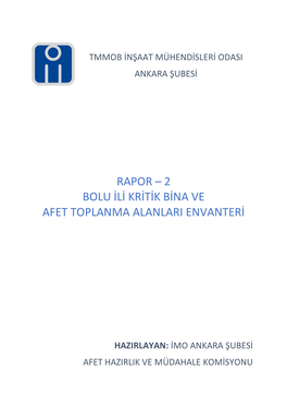 2 Bolu Ili Kritik Bina Ve Afet Toplanma Alanlari Envanteri