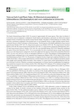 Notes on Early Land Plants Today. 58. Historical Circumscription of Schistochilaceae (Marchantiophyta) and a New Combination in Schistochila