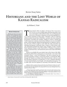 Historians and the Lost World of Kansas Radicalism