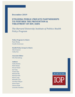 Utilizing Public-Private Partnerships to Further the Prevention & Treatment of Hiv/Aids