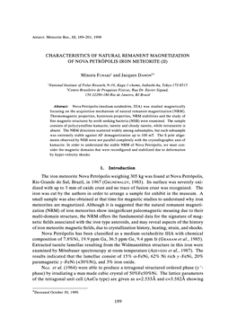 Characteristics of Natural Remanent Magnetization of Nova Petropolis Iron Meteorite (Ii)