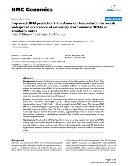 Improved Trna Prediction in the American House Dust Mite Reveals