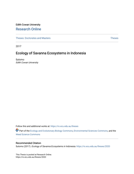 Ecology of Savanna Ecosystems in Indonesia