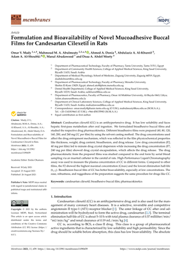 Formulation and Bioavailability of Novel Mucoadhesive Buccal Films for Candesartan Cilexetil in Rats